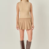 Cable Mock Neck Knit Top