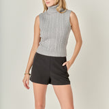 Cable Mock Neck Knit Top