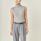 Cable Mock Neck Knit Top