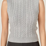 Cable Mock Neck Knit Top