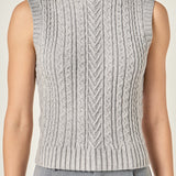 Cable Mock Neck Knit Top