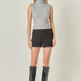 Cable Mock Neck Knit Top