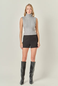 Cable Mock Neck Knit Top
