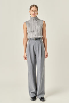 Cable Mock Neck Knit Top