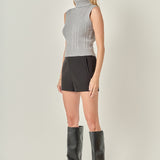 Cable Mock Neck Knit Top