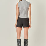 Cable Mock Neck Knit Top