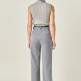 Cable Mock Neck Knit Top