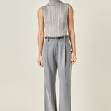 Cable Mock Neck Knit Top