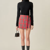 Red Check Skort