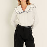 Scallop Embroidery Blouse