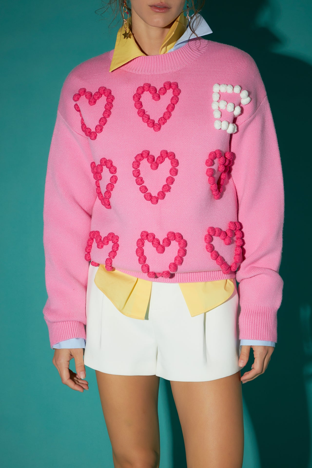 Pom Pom Heart Sweater English Factory