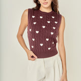 Embroidered Heart Knit Vest