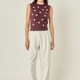 Embroidered Heart Knit Vest