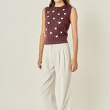 Embroidered Heart Knit Vest