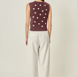 Embroidered Heart Knit Vest