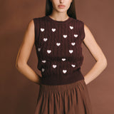 Embroidered Heart Knit Vest