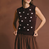 Embroidered Heart Knit Vest