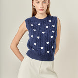 Embroidered Heart Knit Vest
