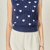 Embroidered Heart Knit Vest