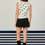 Heart Embroidery Round Neckline Vest