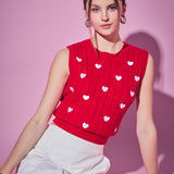 Heart Embroidery Round Neckline Vest- Sold Out