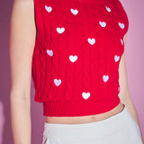 Heart Embroidery Round Neckline Vest- Sold Out
