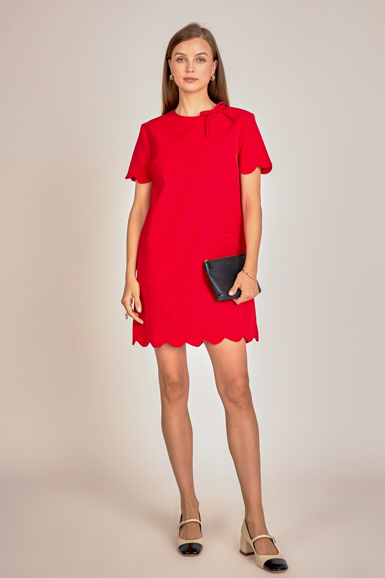 english factory solid mini dress English Factory Women's Bow Sleeveless Mini DRESS, Red, Small, Cotton
