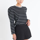 Striped Puff Sleeves Top