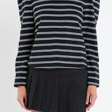 Striped Puff Sleeves Top