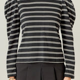 Striped Puff Sleeves Top