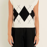 Argyle Knit V-Neck Vest