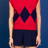 Argyle Knit V-Neck Vest