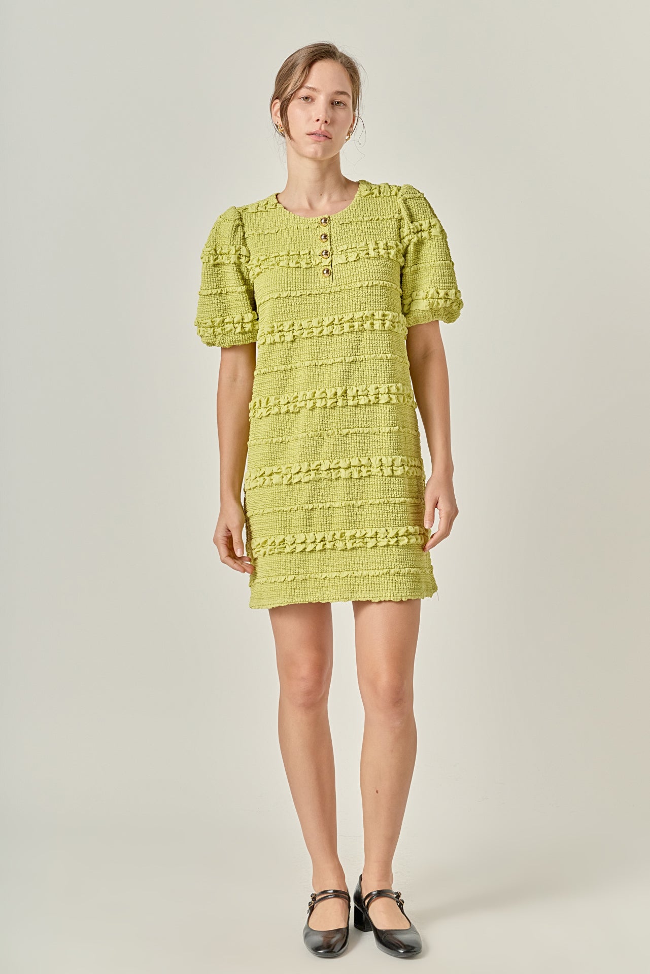 Gold Button Pointed Mini Dress English Factory Gold Button Pointed Mini Dress English Factory