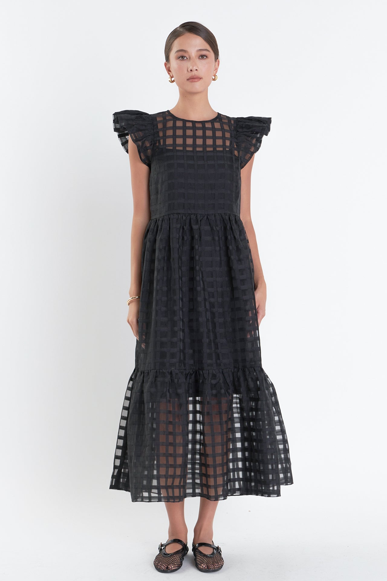 Gridded Organza Mini Dress English Factory Gridded Organza Mini Dress English Factory