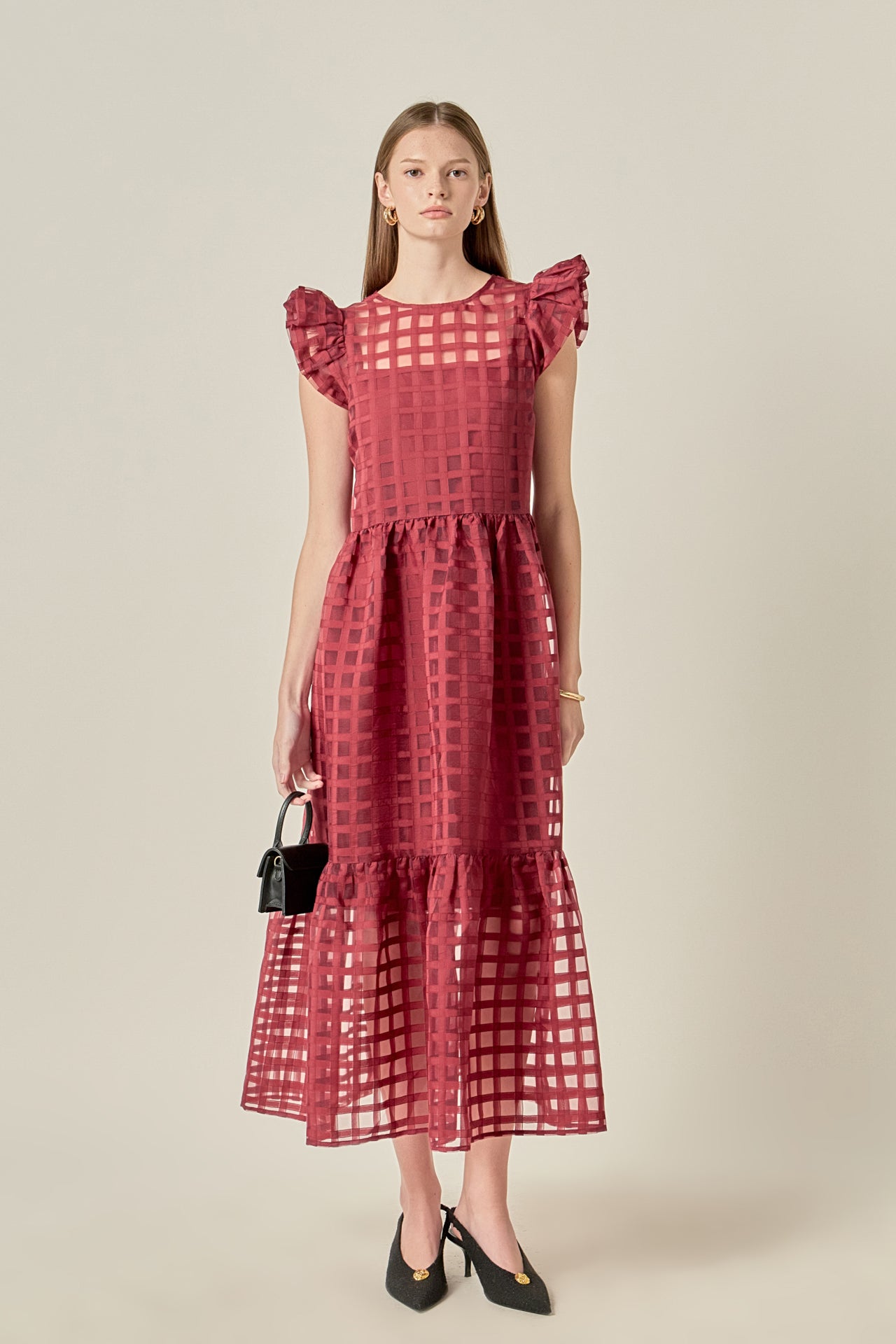 English Factory - Organza Midi Dress NAVY / M English Factory - Organza Midi Dress NAVY / M