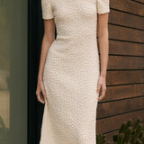 Off-Shoulder Bouclé Knit Midi Dress
