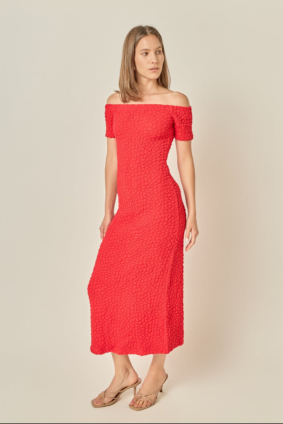 Textured Midi Dress – English Factory