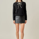 Rhinestone Bow Knit