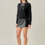 Rhinestone Bow Knit