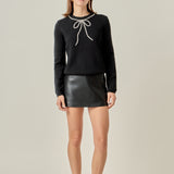 Rhinestone Bow Knit