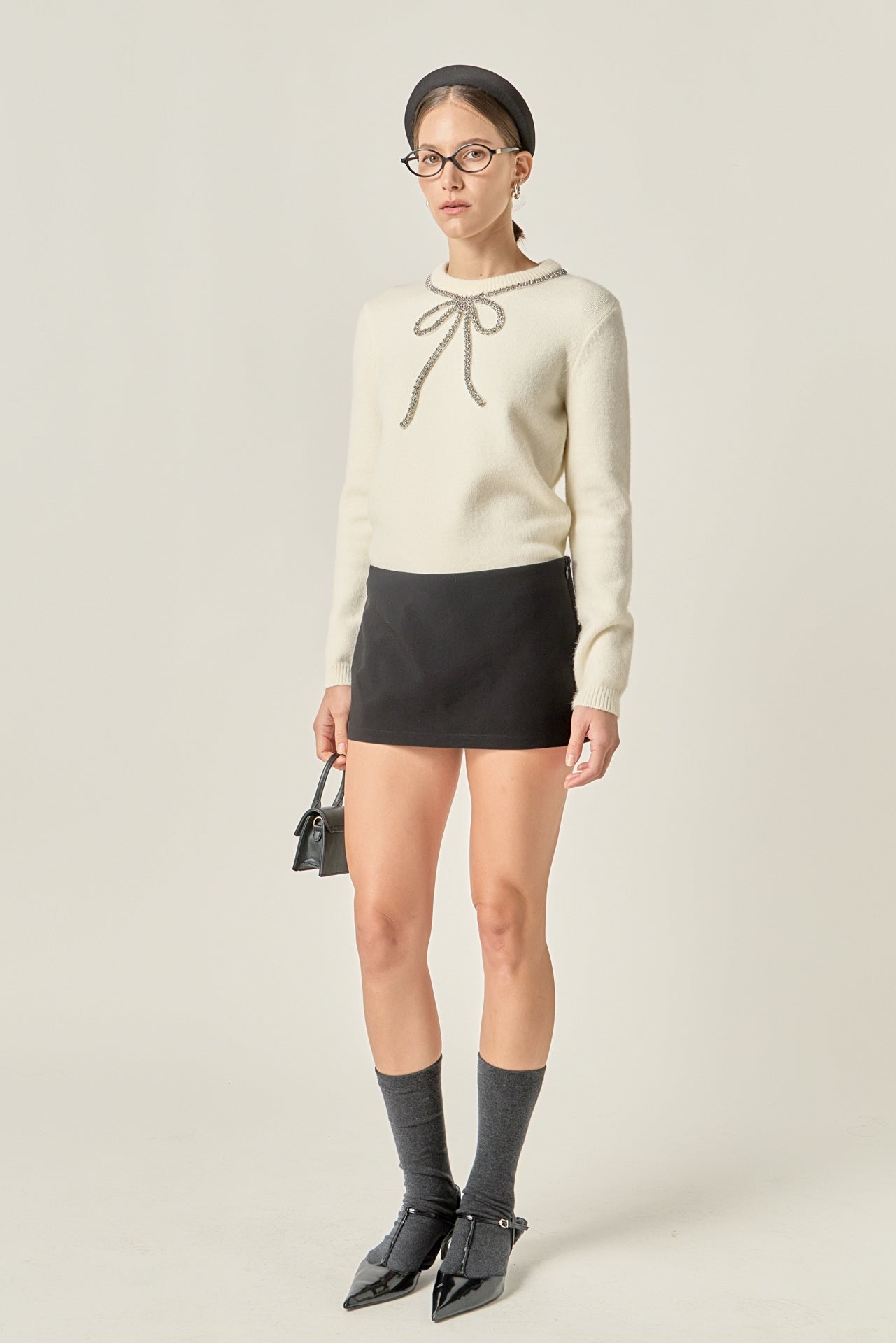 Rhinestone Bow Knit