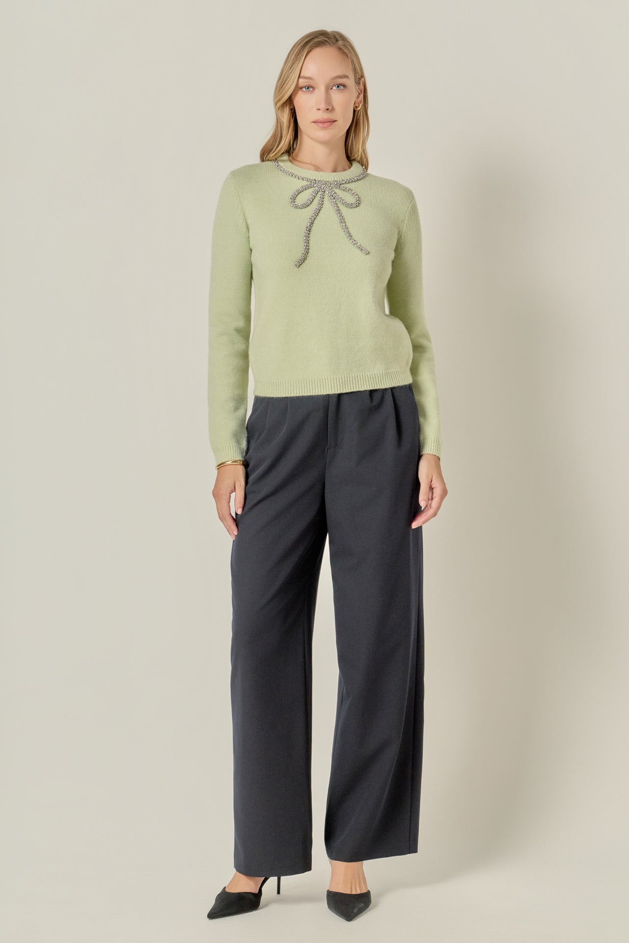 Rhinestone Bow Knit