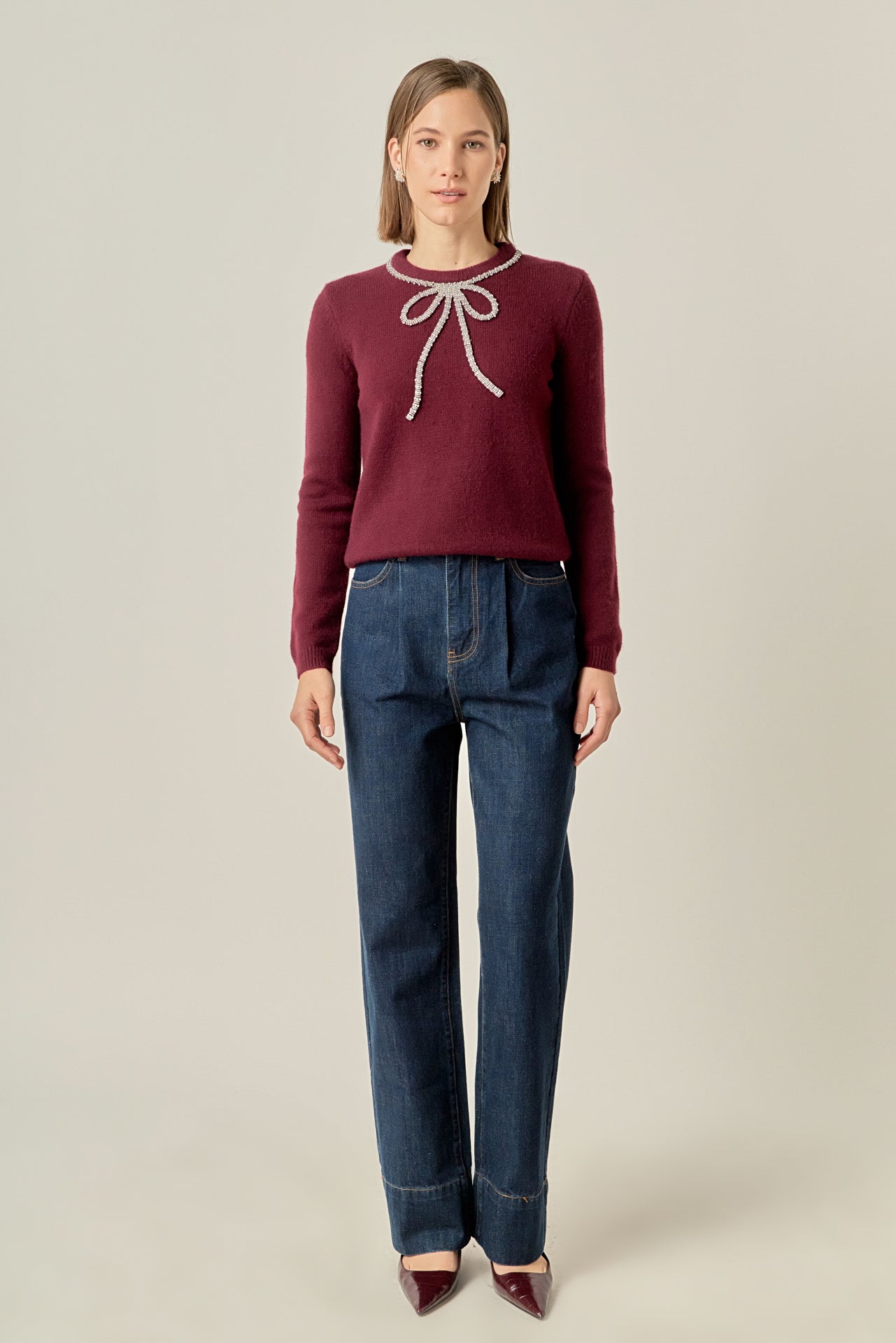 Rhinestone Bow Knit