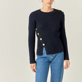 Gold Button Detailed Knit Top