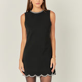 Scallop Hotfix Mini Dress