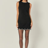 Scallop Hotfix Mini Dress