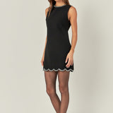 Scallop Hotfix Mini Dress