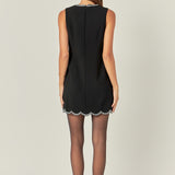 Scallop Hotfix Mini Dress