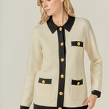 Contrast Details Knit Cardigan