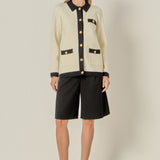 Contrast Details Knit Cardigan